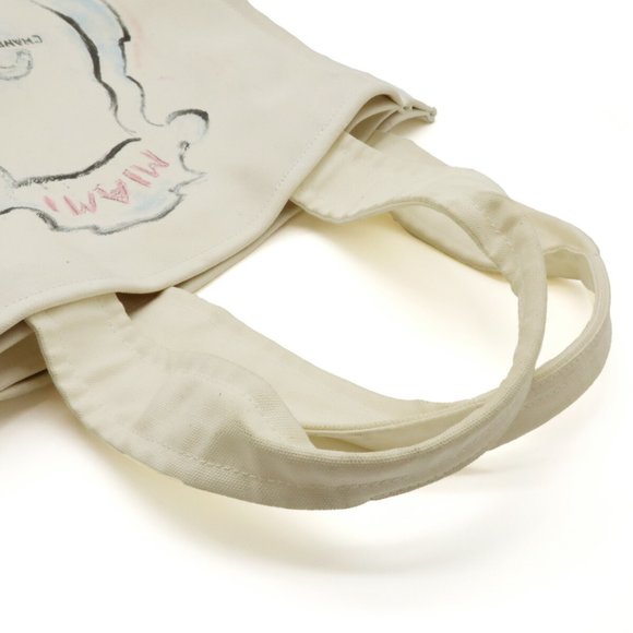 CHANEL Coco Mark Tote Bag Large Shoulder Canvas Ivory 6069 - Picture 5 of 8